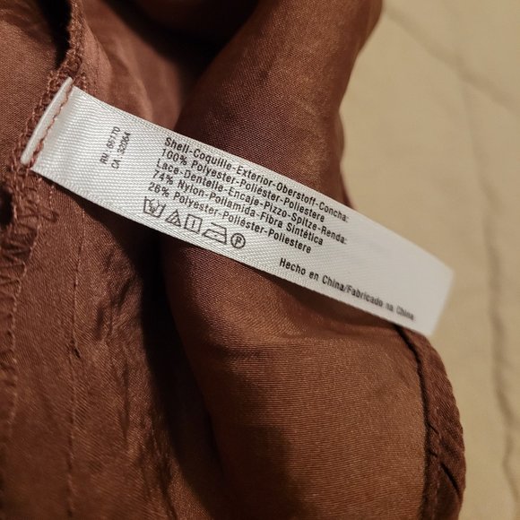 Free People CRIMSON (RED) LACE INSET PLUNGING CAMISOLE TANK TOP / CAMI - Picture 12 of 13